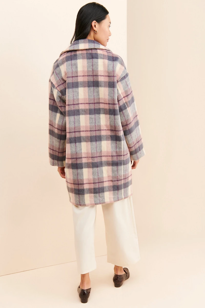 Sanctuary Plaid Fuzzy Overcoat