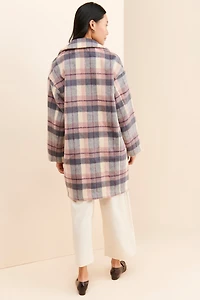 Sanctuary Plaid Fuzzy Overcoat