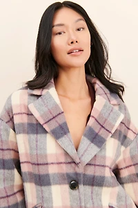 Sanctuary Plaid Fuzzy Overcoat
