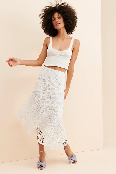 g.p.d. Mixed Eyelet Asymmetrical Skirt