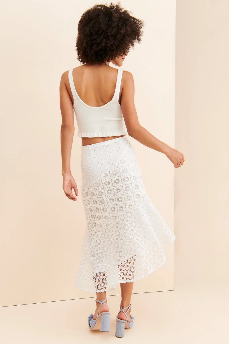 g.p.d. Mixed Eyelet Asymmetrical Skirt