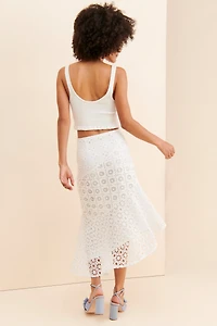 g.p.d. Mixed Eyelet Asymmetrical Skirt