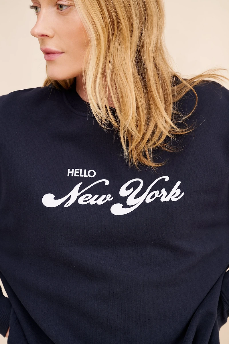Kule The Oversized Hello New York Crewneck Sweatshirt