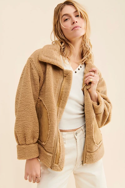 Relaxed Sherpa Moto Jacket