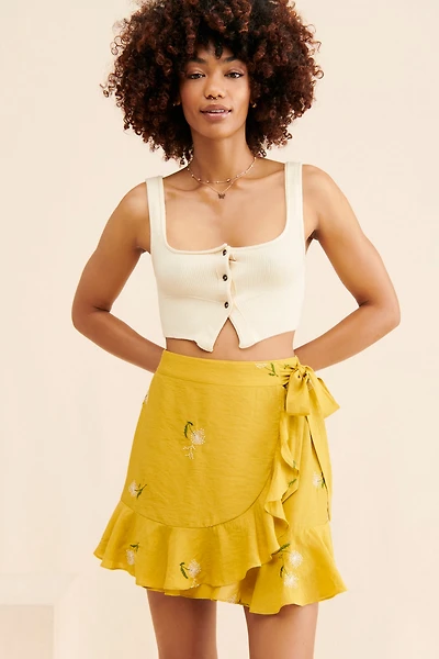 g.p.d. Floral Embroidered Mini Skirt