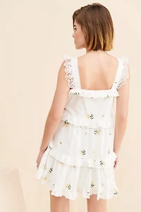 g.p.d. Tiered Embroidered Mini Dress