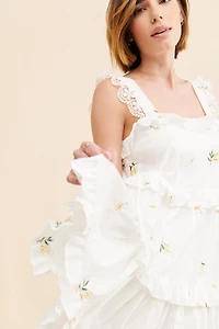 g.p.d. Tiered Embroidered Mini Dress