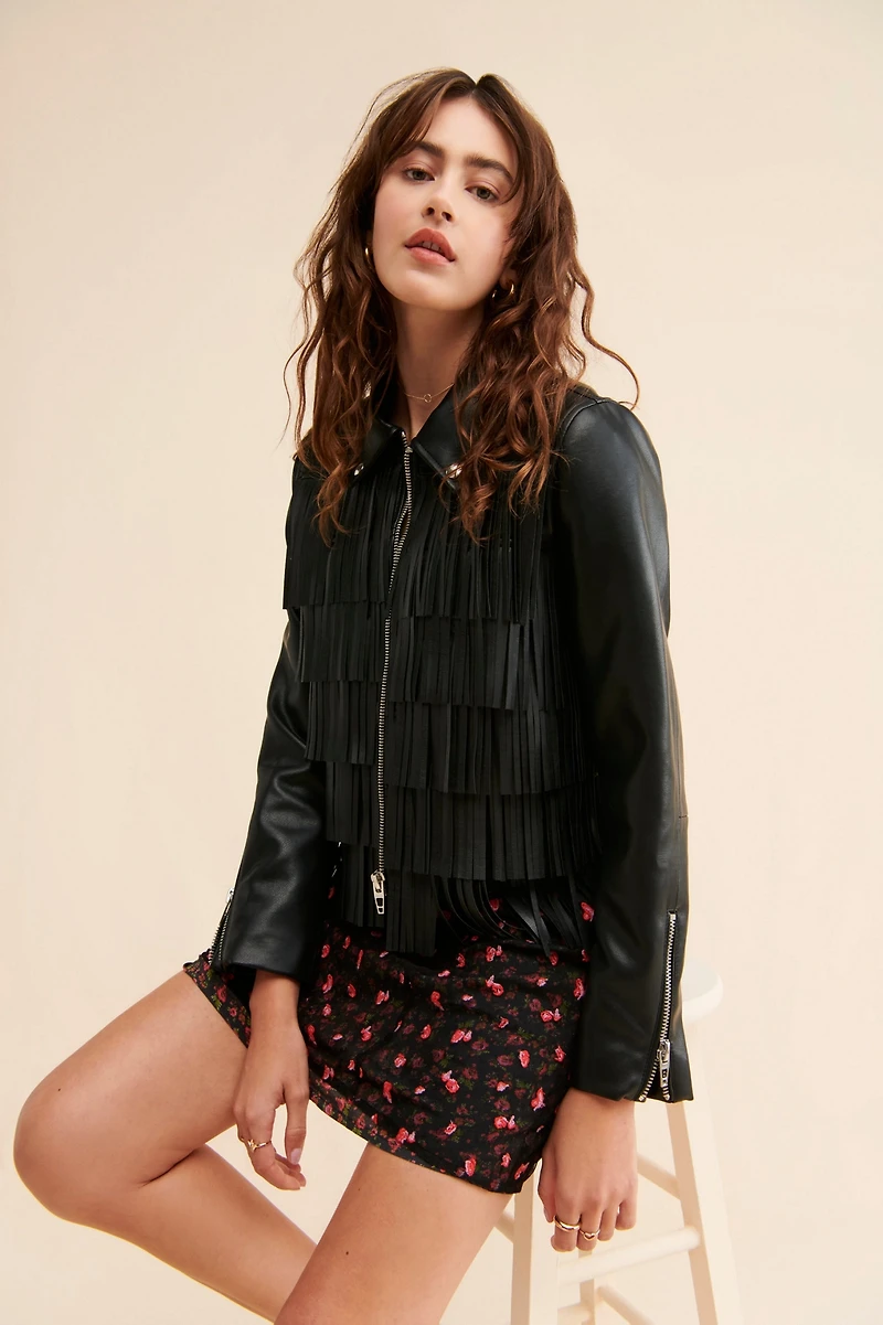 [BLANKNYC] Thrills And Frills Fringe Jacket