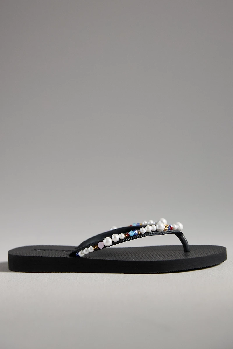 Mystique x Anthropologie Embellished Thong Sandals