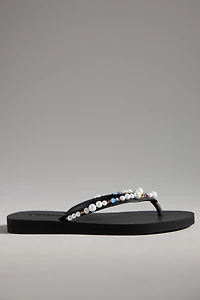Mystique x Anthropologie Embellished Thong Sandals