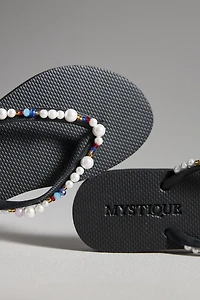 Mystique x Anthropologie Embellished Thong Sandals