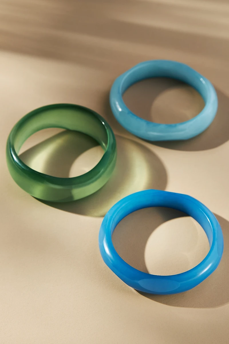 Round Bangle Bracelets, Set of 3