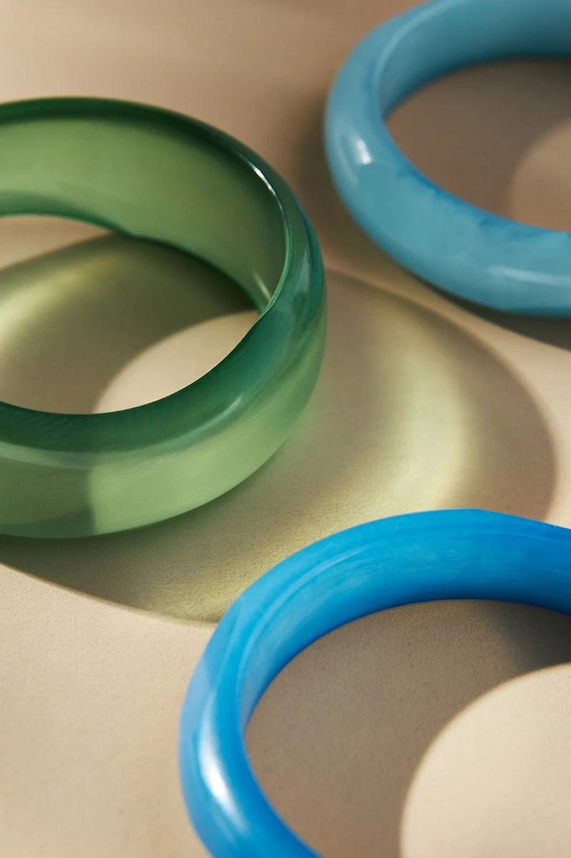Round Bangle Bracelets, Set of 3