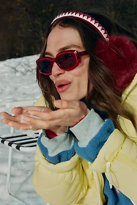 Maeve Curved Rectangular Colorblock Polarized Sunglasses