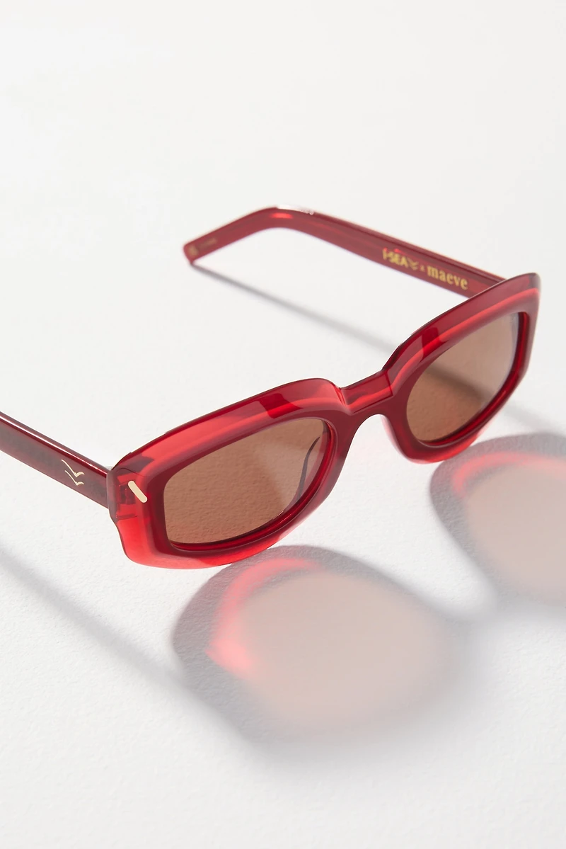 Maeve Curved Rectangular Colorblock Polarized Sunglasses