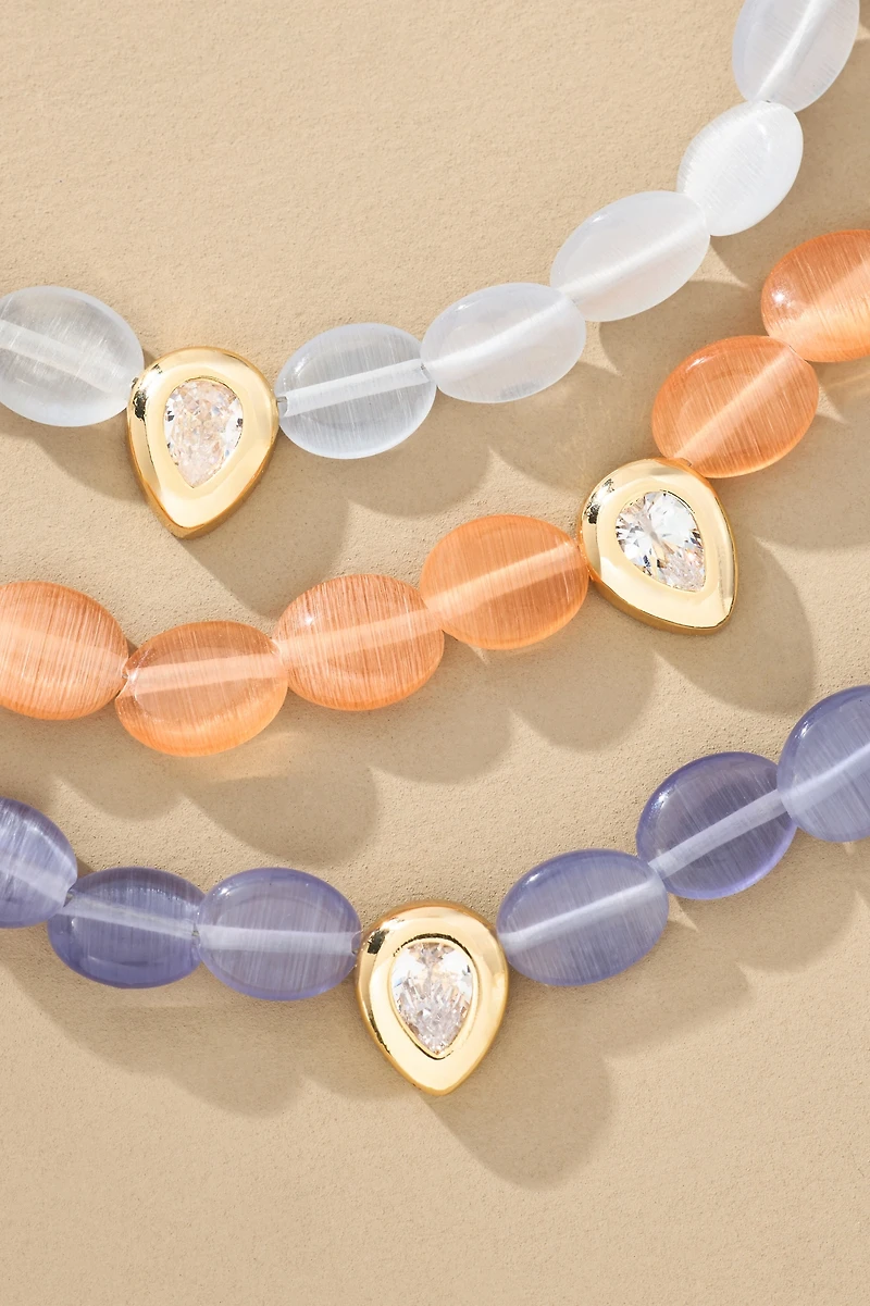 Single Crystal Beaded Stone Necklace