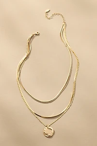 Layered Coin Charm Necklace