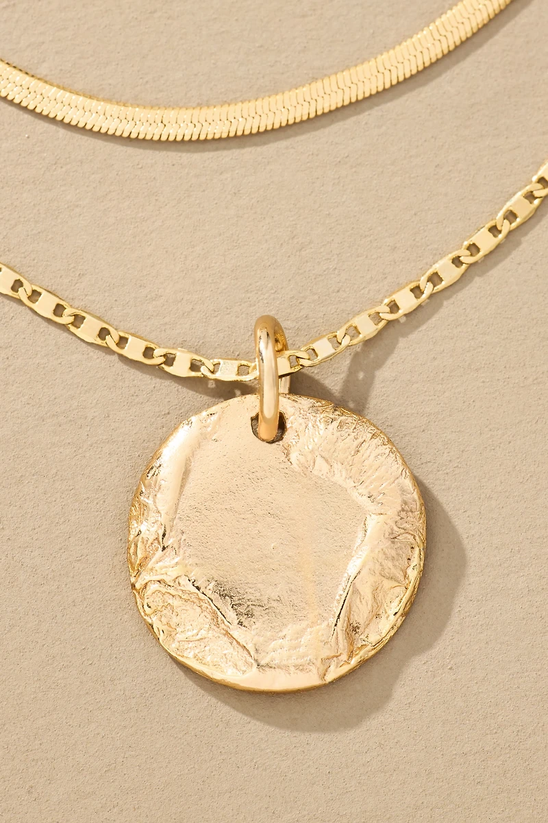 Layered Coin Charm Necklace