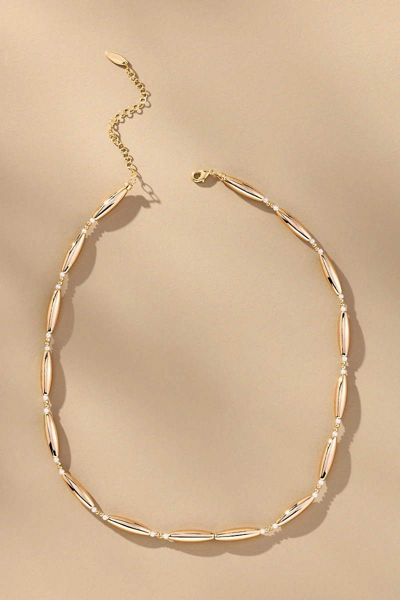 Delicate Pearl Metal Necklace