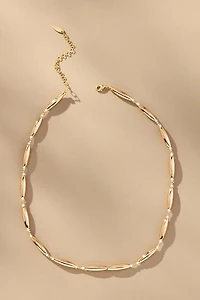 Delicate Pearl Metal Necklace