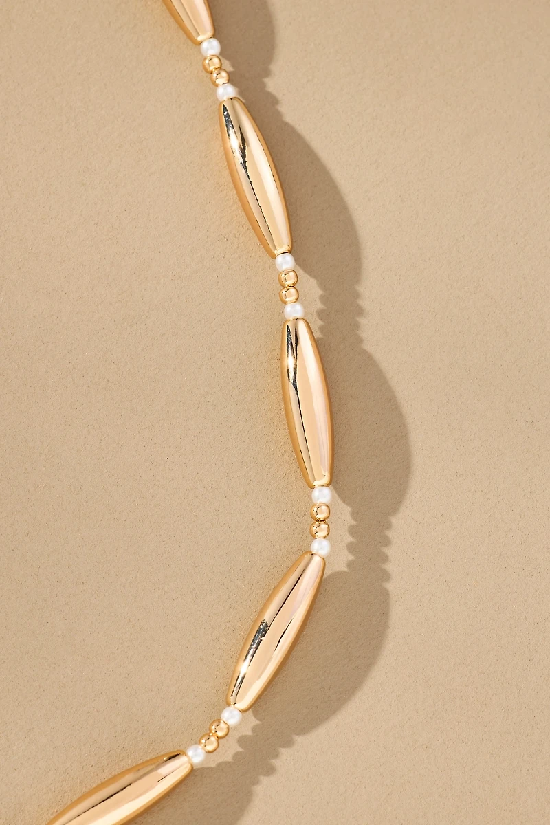 Delicate Pearl Metal Necklace