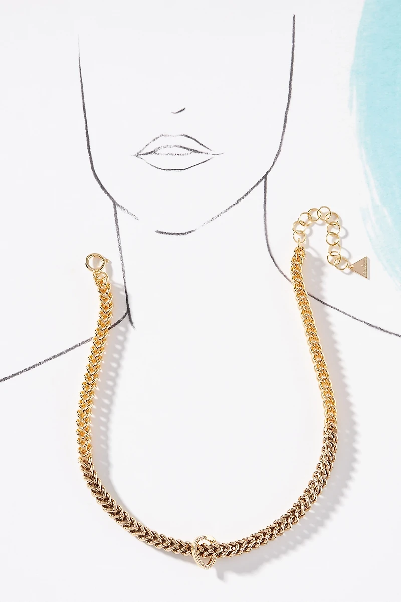 Mixed Metal Charm Medium Chain Necklace