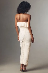 Ronny Kobo Dominica Strapless Ruffled Ruched Fitted Maxi Dress