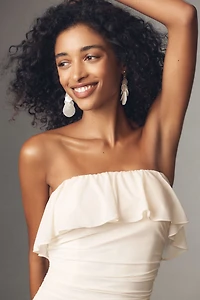 Ronny Kobo Dominica Strapless Ruffled Ruched Fitted Maxi Dress