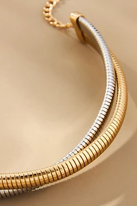 Textured Mixed Metal Collar Necklace