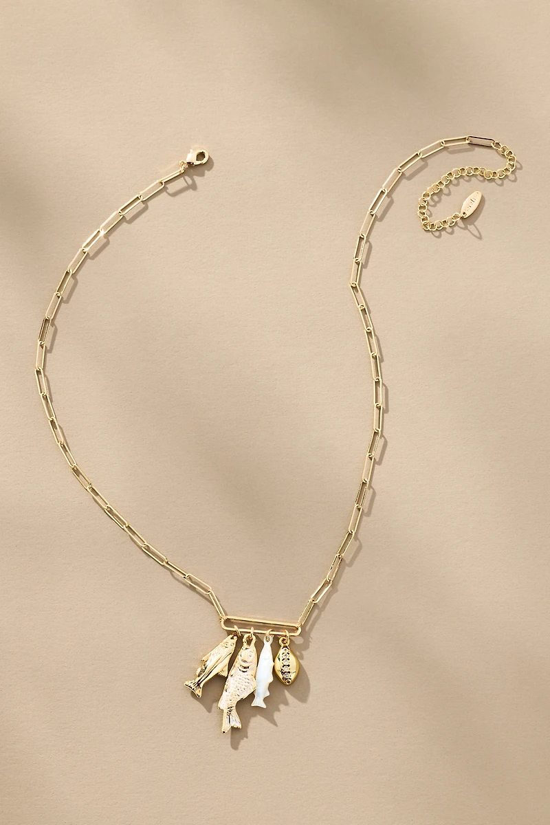 Fish Bar Charm Paperclip Necklace