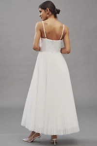 Hutch Amara Corset Pleated Tulle Fit & Flare Midi Dress