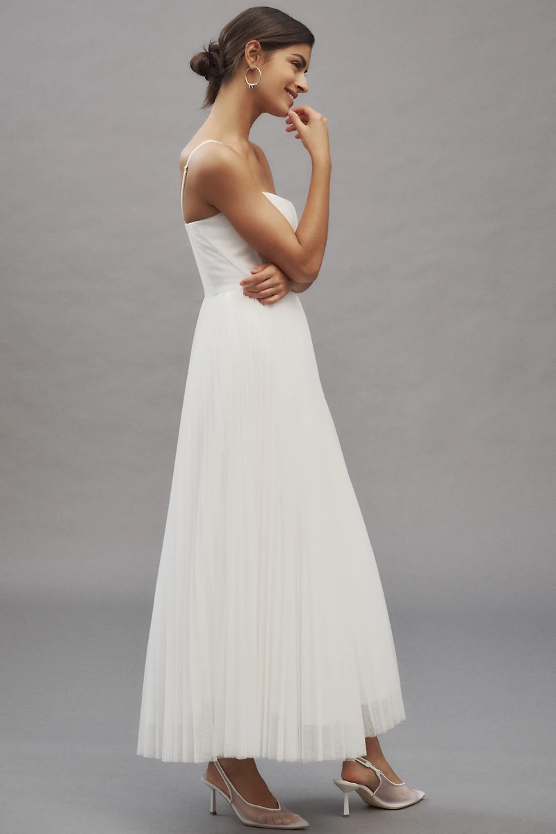 Hutch Amara Corset Pleated Tulle Fit & Flare Midi Dress