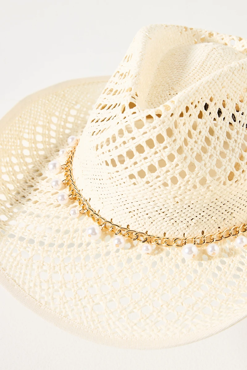 Wyeth Wicker Shell-Trim Straw Rancher