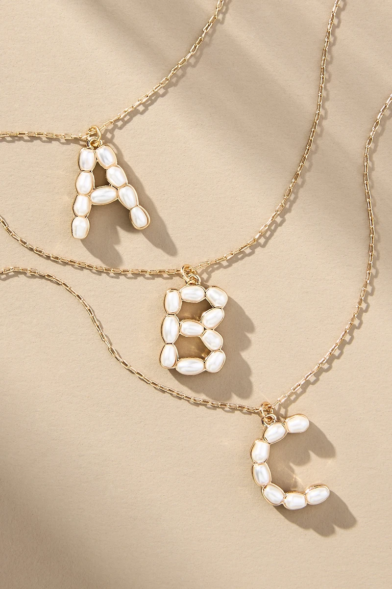 Pearl Monogram Chain Necklace