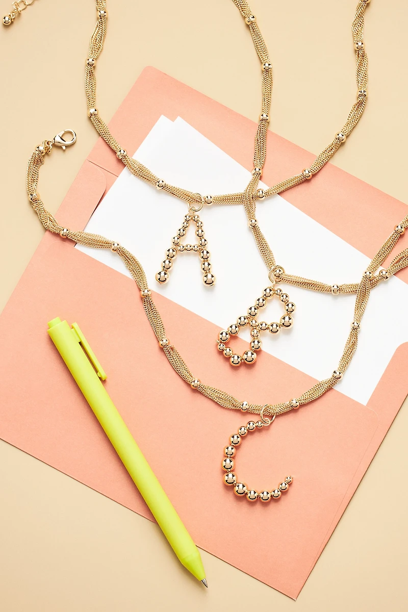 Beaded Letter Monogram Necklace