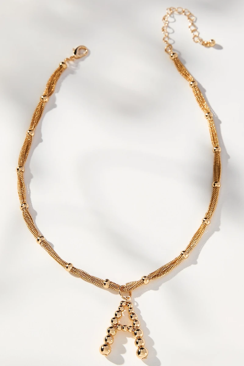 Beaded Letter Monogram Necklace