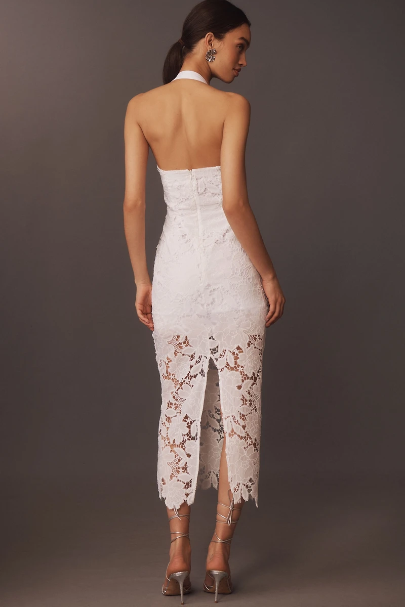 Delfi Collective Galina Halter Lace Eyelet Midi Dress