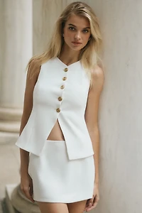 Delfi Collective Kelsey Buttondown Vest & Mini Skirt Set