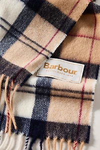 Barbour Tartan Plaid Cashmere Blend Fringe Scarf