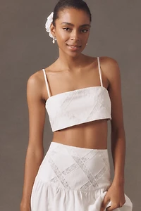 Hemant & Nandita Linen Blend Crop Lace Bustier Top