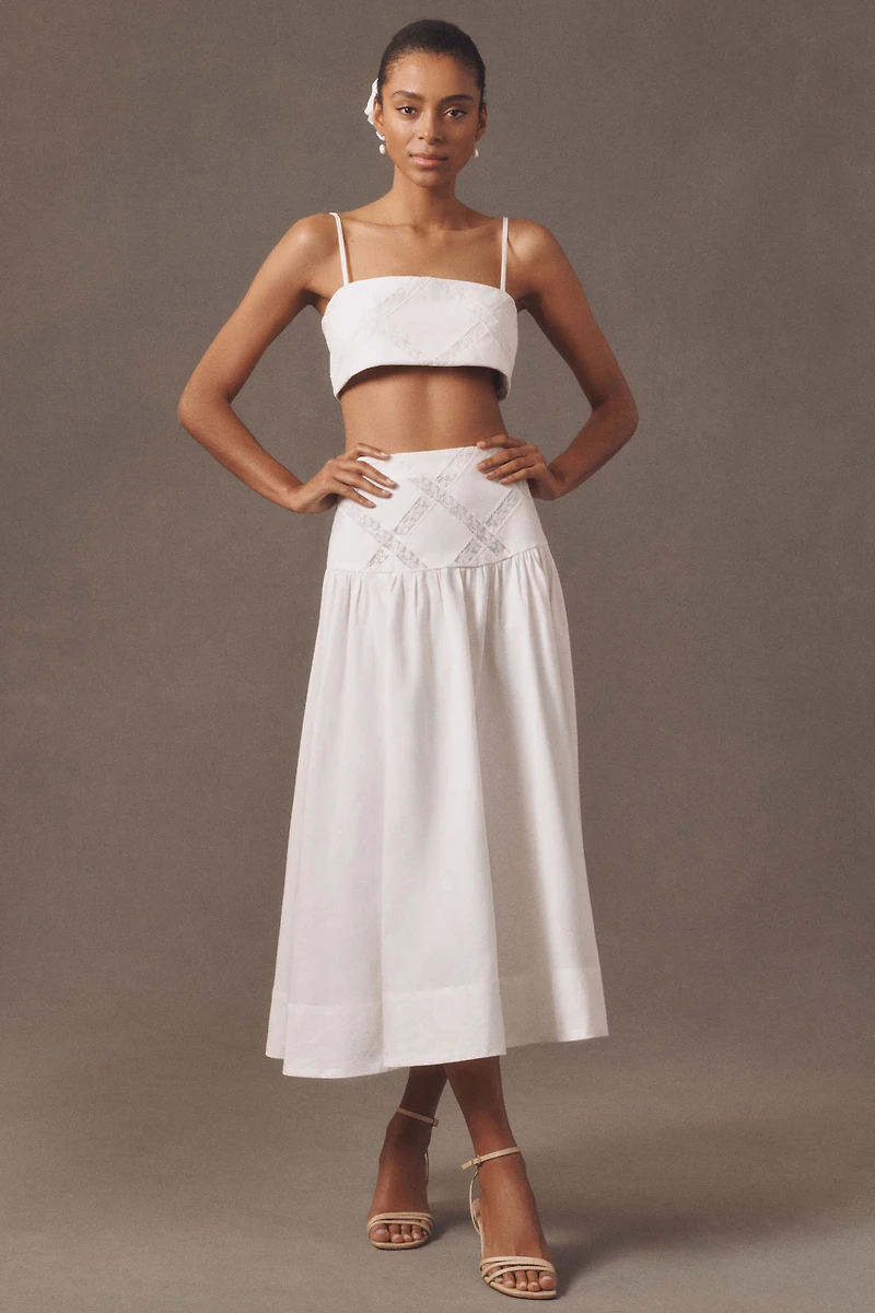Hemant & Nandita Linen Blend Crop Lace Bustier Top