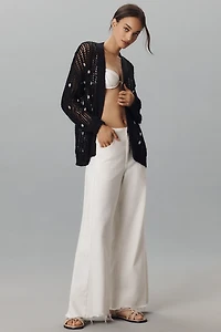 By Anthropologie Shell-Embellished Cardigan Sweater