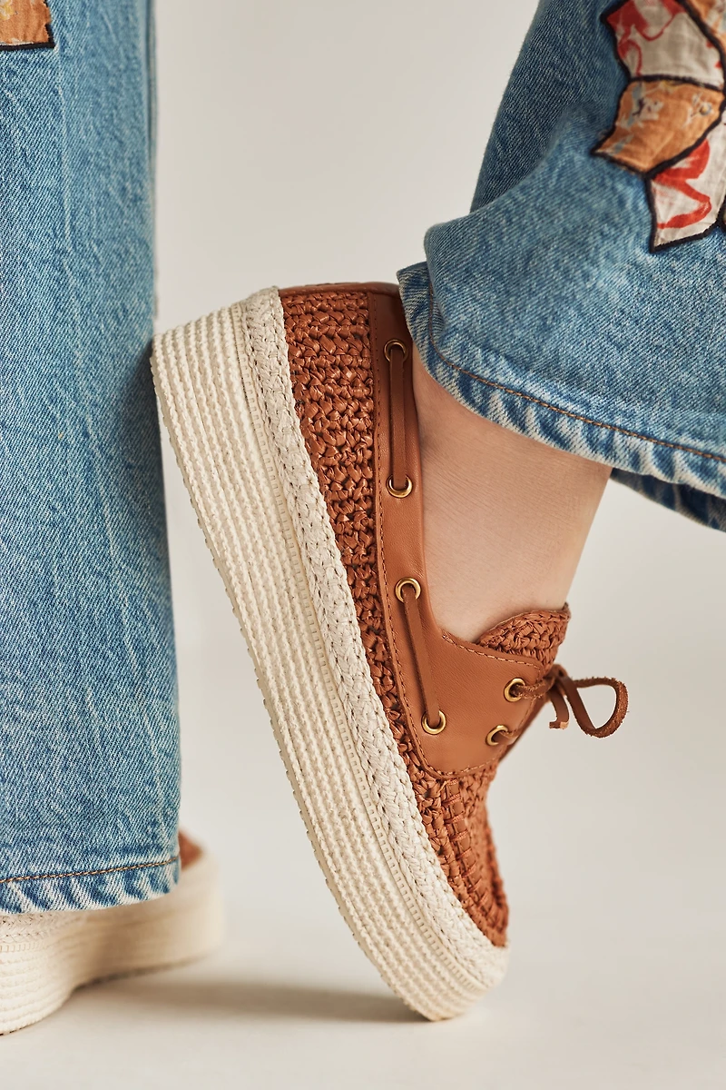 Dolce Vita x Anthropologie Raffia Platform Boat Shoes