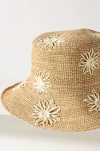 San Diego Hat Co. Floral Embroidered Straw Bucket