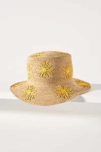 San Diego Hat Co. Floral Embroidered Straw Bucket Hat