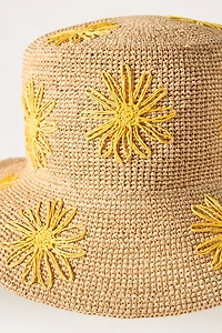 San Diego Hat Co. Floral Embroidered Straw Bucket Hat
