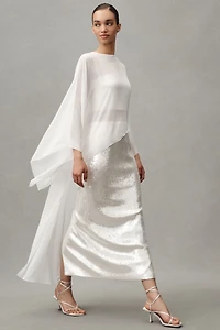 Mare Sheer Cape Sequin Maxi Dress