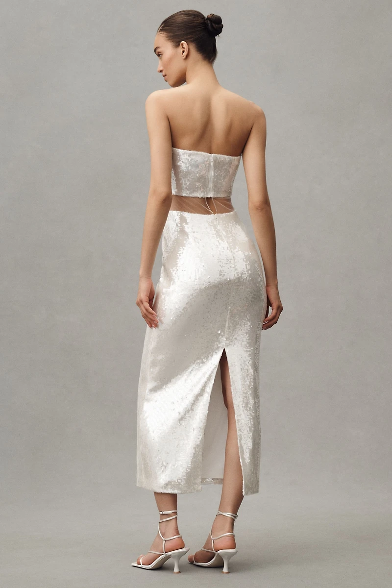 Mare Sheer Cape Sequin Maxi Dress