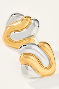 Wavy Mixed Metal Post Earrings