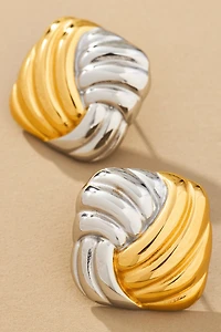 Mixed Metal Crisscross Post Earrings